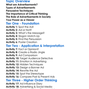 Understanding Advertisements Worksheet Activity Booklet