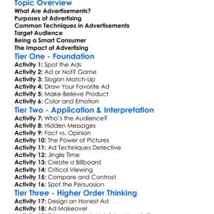 Understanding Advertisements Worksheet Activity Booklet