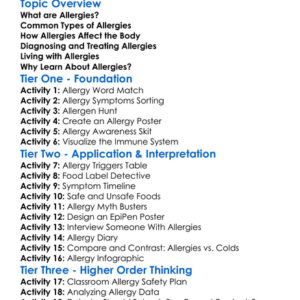 Understanding Allergies Worksheet Activity Booklet