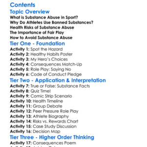Understanding And Avoiding Substance Abuse In Sport Worksheet Activity Booklet