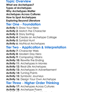 Understanding Archetypes Worksheet Activity Booklet