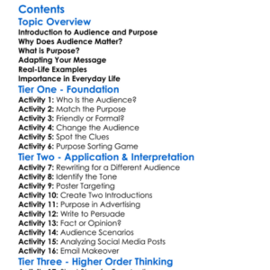 Understanding Audience And Purpose Worksheet Activity Booklet