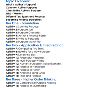 Understanding Authors Purpose Worksheet Activity Booklet