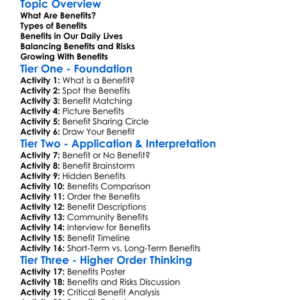 Understanding Benefits Worksheet Activity Booklet