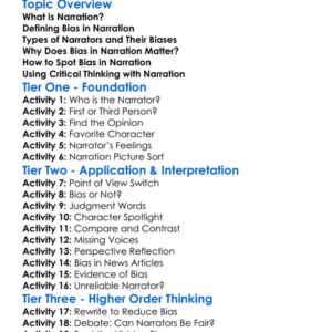 Understanding Bias In Narration Worksheet Activity Booklet