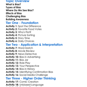 Understanding Bias Worksheet Activity Booklet
