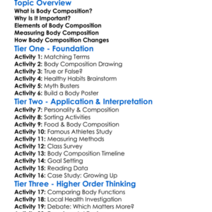 Understanding Body Composition Worksheet Activity Booklet