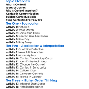 Understanding Context Worksheet Activity Booklet