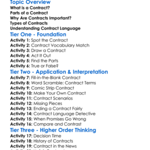 Understanding Contracts Worksheet Activity Booklet