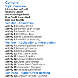 Understanding Credit Loans And Interest Worksheet Activity Booklet