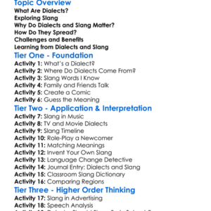 Understanding Dialects And Slang Worksheet Activity Booklet