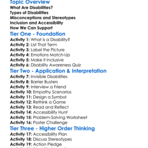 Understanding Disabilities Worksheet Activity Booklet