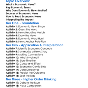 Understanding Economic News Worksheet Activity Booklet