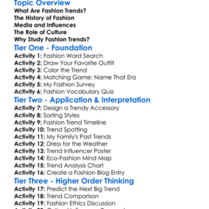 Understanding Fashion Trends Worksheet Activity Booklet