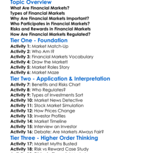 Understanding Financial Markets Worksheet Activity Booklet