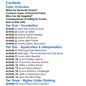 Understanding Financial Scams And Fraud Worksheet Activity Booklet