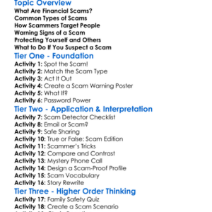 Understanding Financial Scams Worksheet Activity Booklet