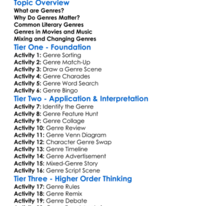 Understanding Genres Worksheet Activity Booklet