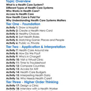 Understanding Health Care Systems Worksheet Activity Booklet