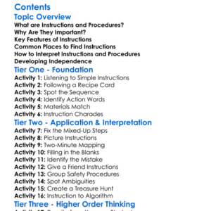 Understanding Instructions And Procedures Worksheet Activity Booklet