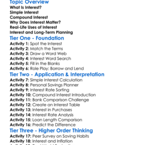 Understanding Interest Worksheet Activity Booklet