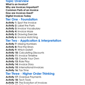 Understanding Invoices Worksheet Activity Booklet