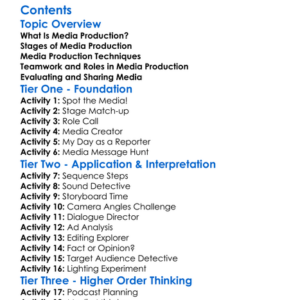 Understanding Media Production Processes And Techniques Worksheet Activity Booklet