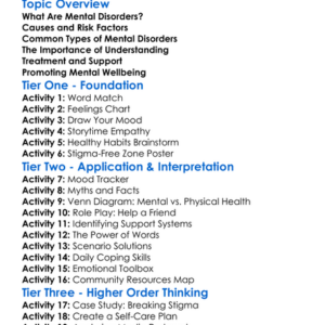 Understanding Mental Disorders Worksheet Activity Booklet