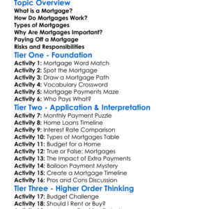 Understanding Mortgages Worksheet Activity Booklet