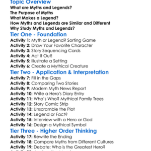 Understanding Myths And Legends Worksheet Activity Booklet