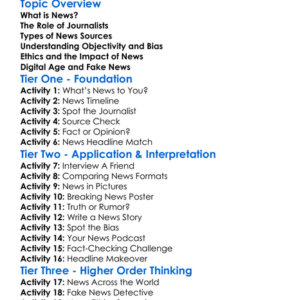 Understanding News And Journalism Worksheet Activity Booklet