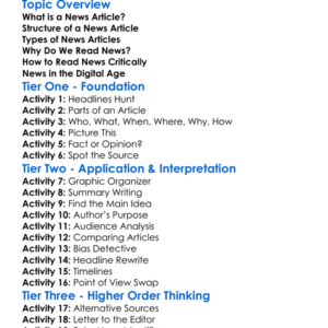 Understanding News Articles Worksheet Activity Booklet