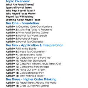 Understanding Payroll Taxes Worksheet Activity Booklet