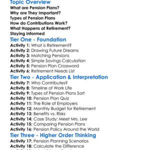Understanding Pension Plans Worksheet Activity Booklet
