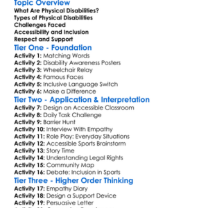 Understanding Physical Disabilities Worksheet Activity Booklet