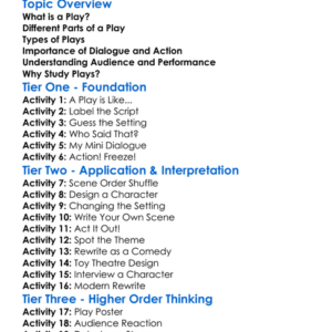 Understanding Plays Worksheet Activity Booklet