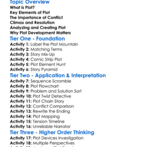Understanding Plot Development Worksheet Activity Booklet