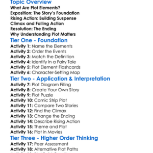 Understanding Plot Elements Worksheet Activity Booklet