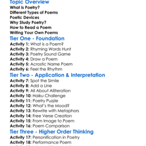 Understanding Poetry Worksheet Activity Booklet