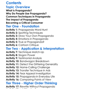 Understanding Propaganda Techniques Worksheet Activity Booklet