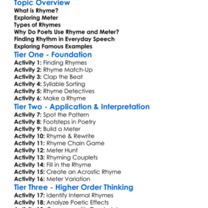 Understanding Rhyme And Meter Worksheet Activity Booklet