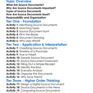 Understanding Source Documents Worksheet Activity Booklet