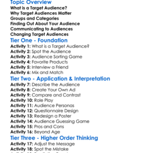 Understanding Target Audiences Worksheet Activity Booklet