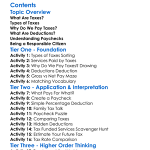 Understanding Taxes And Deductions Worksheet Activity Booklet
