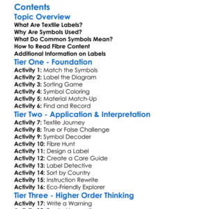 Understanding Textile Labels And Symbols Worksheet Activity Booklet