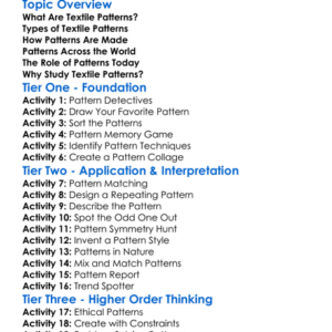 Understanding Textile Patterns Worksheet Activity Booklet