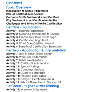 Understanding Textile Trademarks And Certification Worksheet Activity Booklet