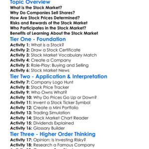 Understanding The Stock Market Worksheet Activity Booklet
