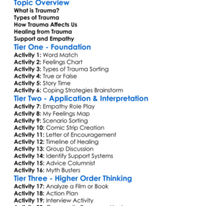Understanding Trauma Worksheet Activity Booklet