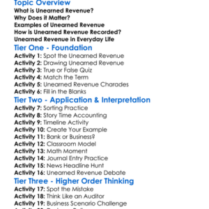 Unearned Revenue Worksheet Activity Booklet